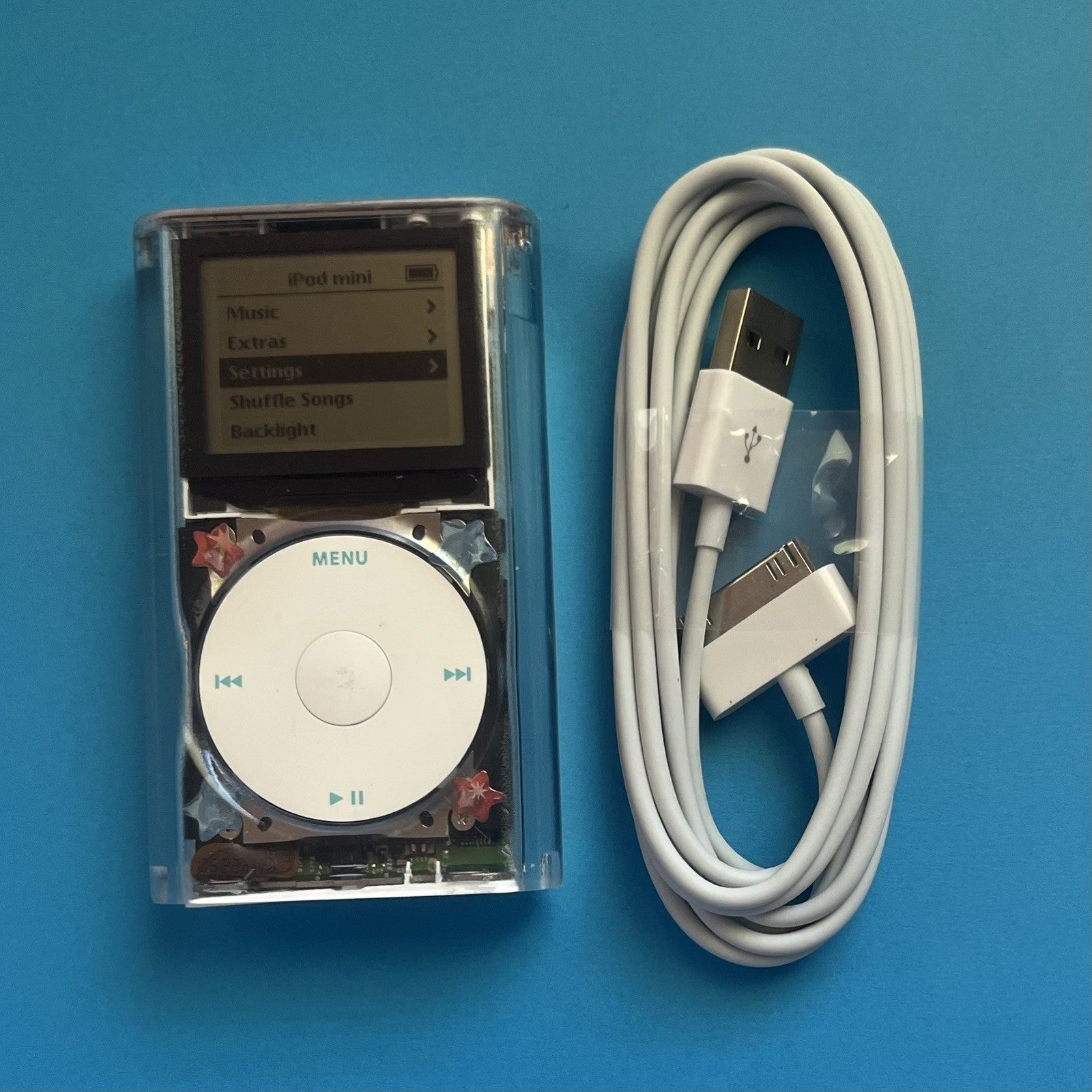 Clear Deco iPod Mini Second Gen with Blue Backlight, 256GB